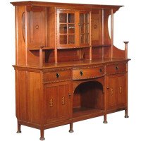 Waring & Gillows Style of M. H. Baillie Scott. Arts & Crafts Oak Inlaid Sideboard
