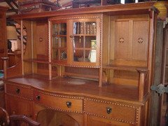 Waring & Gillows Style of M. H. Baillie Scott. Arts & Crafts Oak Inlaid Sideboard - Thumbnail 2
