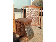 Arts & Crafts Fireplace Set with a Seat to Each Side and Matching Fire Screen - Thumbnail 10