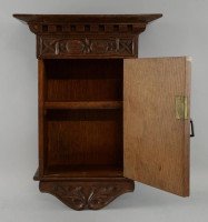 Arts and Crafts Carved Oak Wall Cabinet - Thumbnail 2