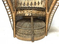 The King of Peacock Armchairs, an Original Cane Throne Armchair 1970's - Thumbnail 1