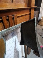 Arts & Crafts Oak Fireplace with Original Turquoise Floral Tiles and Copper Hood - Thumbnail 11