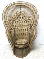 The King of Peacock Armchairs, an Original Cane Throne Armchair 1970's - Thumbnail 8