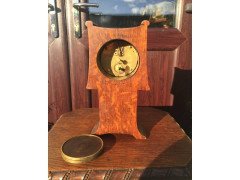 Guild of Handicraft Attri, Arts & Crafts Oak Mantel Clock with Inlaid Peacock - Thumbnail 2