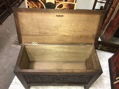 Rare Arts & Crafts Oak Linen Trunk Attributed to C R Ashbee - Thumbnail 3