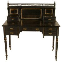 Ebonized and Parcel Gilt Aesthetic Movement desk by Maple and Co - Thumbnail 1