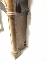 Gothic French Oak Fireplace with Original Overmantel Mirror and Turned Pillars - Thumbnail 1