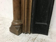 Gothic French Oak Fireplace with Original Overmantel Mirror and Turned Pillars - Thumbnail 3