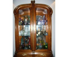 French Art Nouveau Walnut Display Cabinet - Thumbnail 2