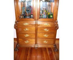 French Art Nouveau Walnut Display Cabinet - Thumbnail 3