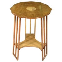 Green Stained and Inlaid Two-Tier Shaped Circular Table Attributed to GM Ellwood - Thumbnail 1