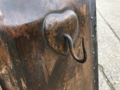 Arts & Crafts Copper Fireplace Inset with Green Ruskin Jewels and Two Hearts - Thumbnail 1
