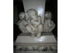 Humorous Bird Bath with Four Little Elf Like Leprechauns in Various Poses - Thumbnail 4
