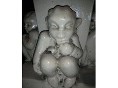Humorous Bird Bath with Four Little Elf Like Leprechauns in Various Poses - Thumbnail 5