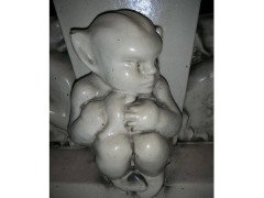 Humorous Bird Bath with Four Little Elf Like Leprechauns in Various Poses - Thumbnail 6