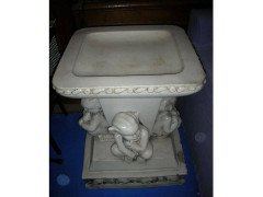 Humorous Bird Bath with Four Little Elf Like Leprechauns in Various Poses - Thumbnail 3