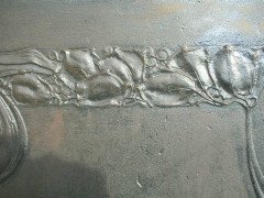 Arts & Crafts Cast Iron Fireplace with Stylized Floral Details - Thumbnail 7
