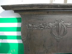 Arts & Crafts Cast Iron Fireplace with Stylized Floral Details - Thumbnail 2