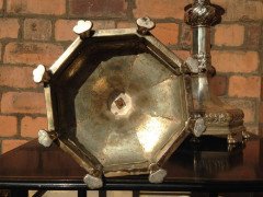 A Pair of Arts & Crafts Silver Plated Candlesticks with Semi Precious Cabochons - Thumbnail 3