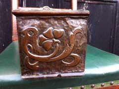 Liberty & Co Arts & Crafts Desk Top Copper Bookcase with Stylised Floral Details - Thumbnail 1