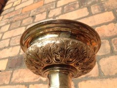 A Pair of Arts & Crafts Silver Plated Candlesticks with Semi Precious Cabochons - Thumbnail 6
