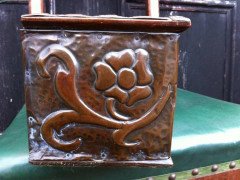 Liberty & Co Arts & Crafts Desk Top Copper Bookcase with Stylised Floral Details - Thumbnail 2