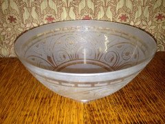 Dr C Dresser a Gothic Revival Stylised Floral Hanging Acid Etched Opaque Shade. - Thumbnail 2