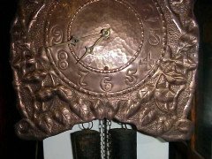 John Pearson Style Of, an Arts & Crafts Copper Wall Clock with Repousse Flowers - Thumbnail 2