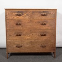 Arts & Crafts Cotswold School Oak Chests of Drawers with Handmade Handles - Thumbnail 7
