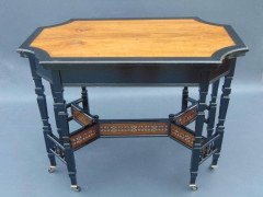 Lambs of Manchester, Aesthetic Anglo Japanese Ebonised & Amboyna Eight Leg Table - Thumbnail 9