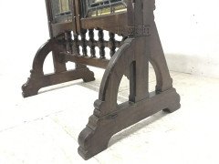 A Wn Pugin Gothic Revival Oak, Leaded & Painted Glass Three- Fold Fire Screen - Thumbnail 7