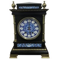 Lewis. F. Day, Attributed an Aesthetic Movement Ebonized and Enamel Mantle Clock - Thumbnail 1