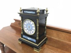 Lewis. F. Day, Attributed an Aesthetic Movement Ebonized and Enamel Mantle Clock - Thumbnail 2