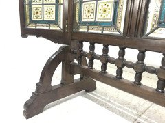 A Wn Pugin Gothic Revival Oak, Leaded & Painted Glass Three- Fold Fire Screen - Thumbnail 8