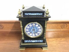Lewis. F. Day, Attributed an Aesthetic Movement Ebonized and Enamel Mantle Clock - Thumbnail 3