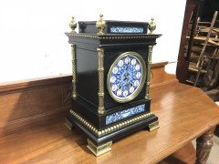 Lewis. F. Day, Attributed an Aesthetic Movement Ebonized and Enamel Mantle Clock - Thumbnail 4