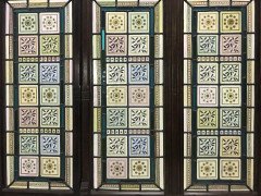 A Wn Pugin Gothic Revival Oak, Leaded & Painted Glass Three- Fold Fire Screen - Thumbnail 3