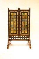 A Wn Pugin Gothic Revival Oak, Leaded & Painted Glass Three- Fold Fire Screen - Thumbnail 5