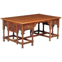 An Anglo-Moorish Walnut Partners' Desk, Attributed to Liberty and Co. - Thumbnail 2