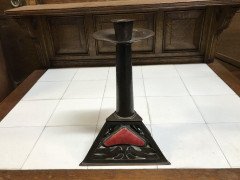 Richard Rathbone, Attributed to Voysey Pewter & Enamel Arts & Crafts Candlestick - Thumbnail 2
