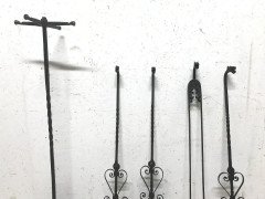 Set of Four Arts & Crafts Hand-Forged Iron Fire Utensils on a Matching Stand - Thumbnail 3