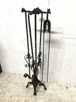Set of Four Arts & Crafts Hand-Forged Iron Fire Utensils on a Matching Stand - Thumbnail 7