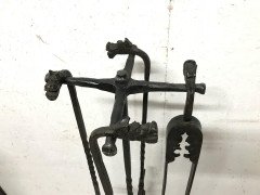 Set of Four Arts & Crafts Hand-Forged Iron Fire Utensils on a Matching Stand - Thumbnail 8