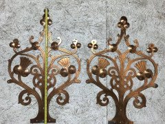 Pair of Handcrafted Gothic Revival Copper Hinges with Thistle Decoration - Thumbnail 2