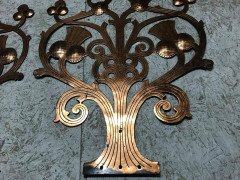 Pair of Handcrafted Gothic Revival Copper Hinges with Thistle Decoration - Thumbnail 4