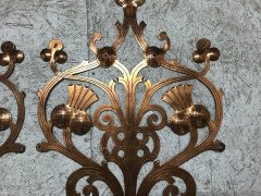 Pair of Handcrafted Gothic Revival Copper Hinges with Thistle Decoration - Thumbnail 5