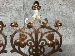 Pair of Handcrafted Gothic Revival Copper Hinges with Thistle Decoration - Thumbnail 3