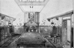 John Ednie Arts & Crafts Glasgow Oak over Mantle, Carved Cherubs and Stain Glass - Thumbnail 10