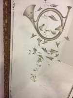 A Gilt Mirror from the Royal Albert Hall London Engraved with a French Horn - Thumbnail 5
