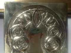 A Glasgow School Brass Candle Sconce With Stylised Glasgow Roses & Scroll Detail - Thumbnail 3